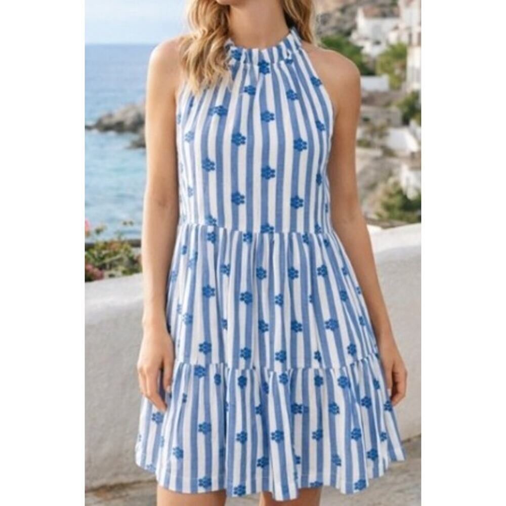 NWT Beau & Ro The Retro Mini Dress in Floral Dobby Stripe Women’s Sz. XS